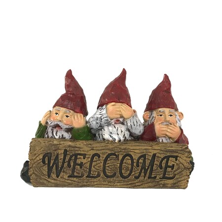 Infinity Polyresin Multi-color 6.93 in. Welcome Garden Gnome Statue QYS170809H